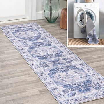 Alanya Ornate Medallion Washable Area Rug